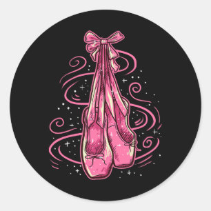 Pointe Shoes Toe Dancing Ballerina Ballet Shoes Classic Round Sticker