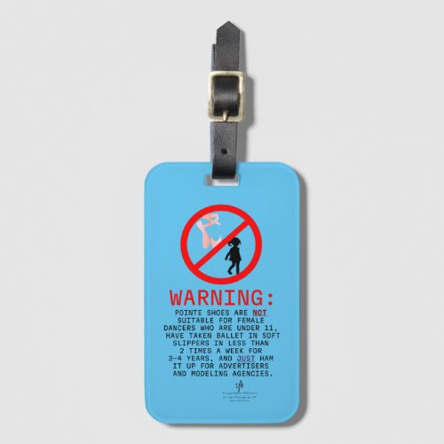 Pointe Shoes Warning Sky Blue Card Slot Luggage Tag