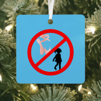 Pointe Shoes Warning Sky Blue Metal Ornament