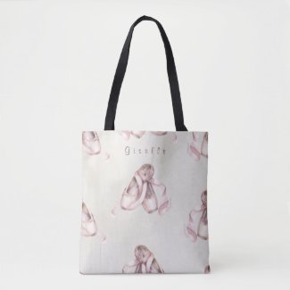 Pointe Shoes Watercolor Personalized Tote Bag