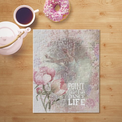 Pointe Your Toes Dance Life Ballerina Floral Jigsaw Puzzle