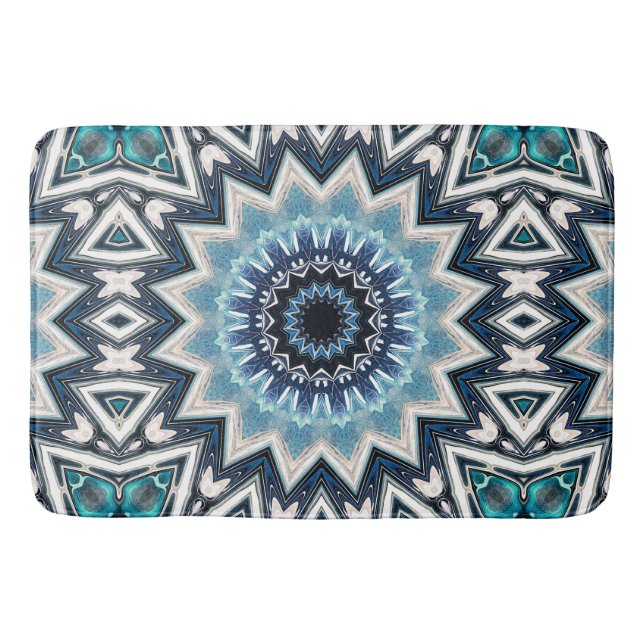 Pointed Blue Mandala Bath Mat (Front)