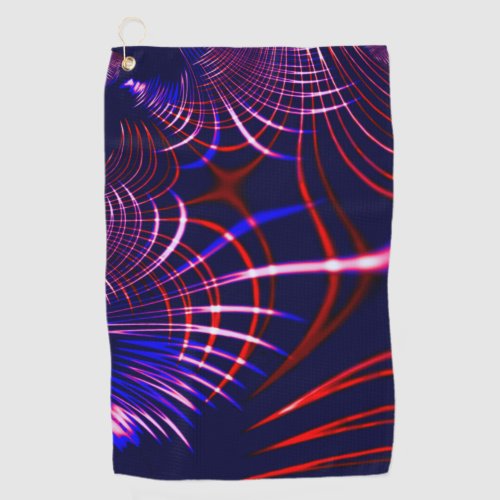 Pointed curves from blue to red and white Lilac Golf Towel