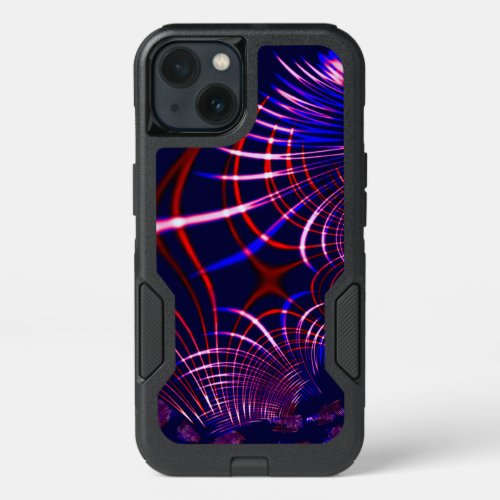 Pointed curves from blue to red and white Lilac iPhone 13 Case