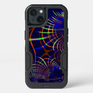 Pointed curves from coral to lime green and blue iPhone 13 case