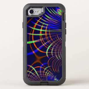 Pointed curves from coral to lime green and blue OtterBox defender iPhone SE/8/7 case
