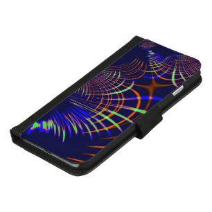 Pointed curves from lime green to coral and blue iPhone 8/7 plus wallet case