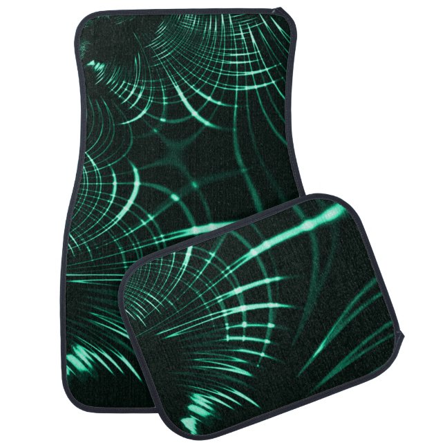 Pointed curves in mix of jungle green and neo mint car floor mat (Set)