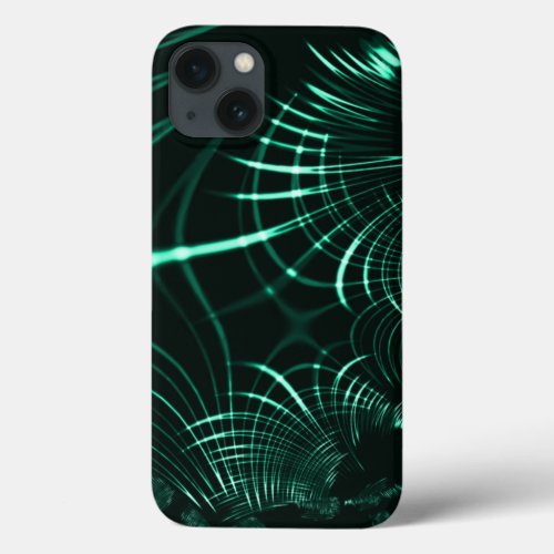 Pointed curves in mix of jungle green and neo mint iPhone 13 case