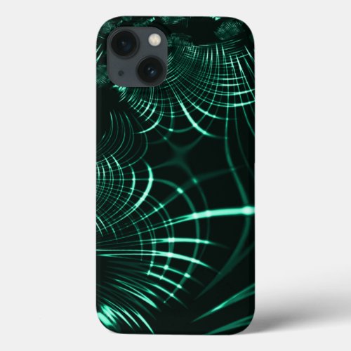 Pointed curves in mix of jungle green and neo mint iPhone 13 case