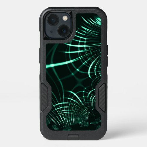 Pointed curves in mix of jungle green and neo mint iPhone 13 case