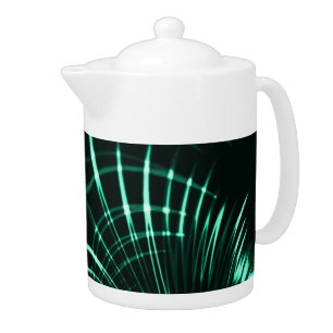Pointed curves in mix of jungle green and neo mint teapot
