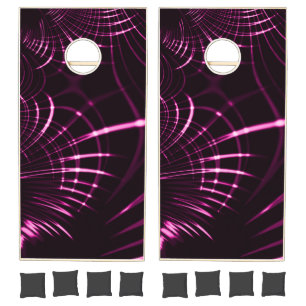 Pointed curves in pink color and dark background cornhole set