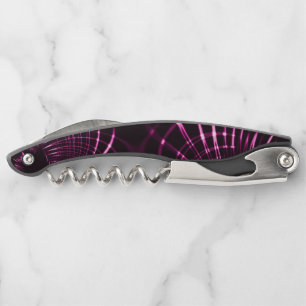 Pointed curves in pink color and dark background waiter's corkscrew