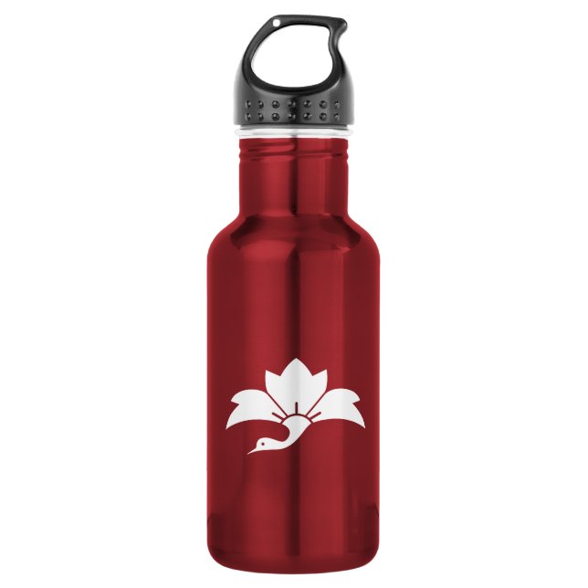 Pointed-leaf crane-shaped rhombic flower stainless steel water bottle (Front)