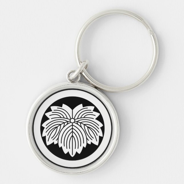 Pointed-leaf ivy in circle keychain (Front)