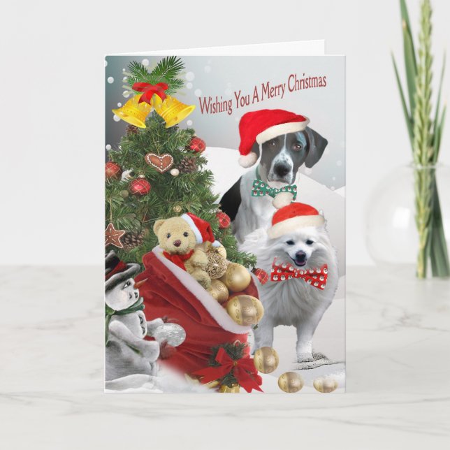 Pointer and American Eskimo Christmas Cards (Front)