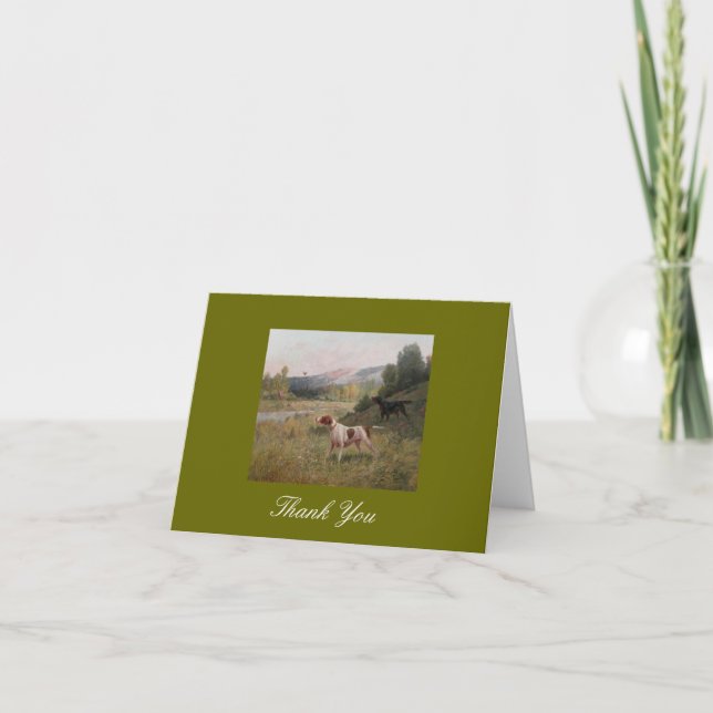 Pointer and Gordon Setter Thank You Note Card (Front)