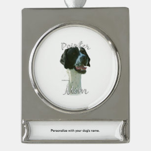Pointer (blk) Mom 2 Silver Plated Banner Ornament