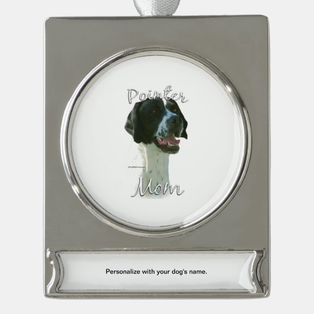 Pointer (blk) Mom 2 Silver Plated Banner Ornament (Front)