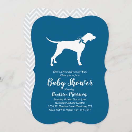 Pointer Dog Baby Shower Boy Blue Invitation