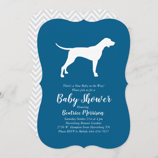Pointer Dog Baby Shower Boy Blue Invitation (Front/Back)