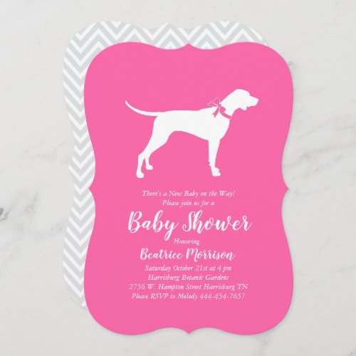 Pointer Dog Baby Shower Girl Pink Invitation