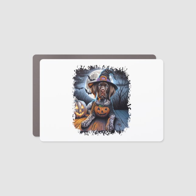 Pointer Dog Halloween Square Car Magnet (Front)