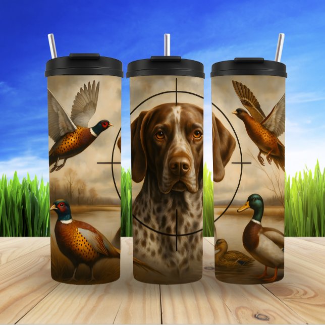 Pointer Dog in Hunting Scene Thermal Tumbler (Creator Uploaded)