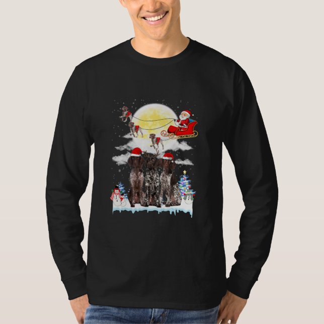 Pointer Dog Santa Sleigh Christmas Lover  T-Shirt (Front)