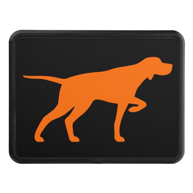 Pointer Dog Silhouette Blaze Orange Hitch Cover (Front)