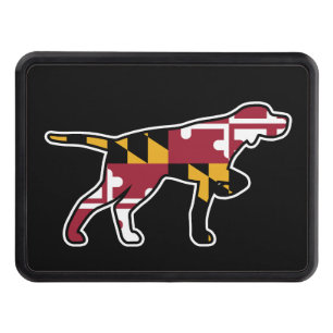 Pointer Dog Silhouette with Maryland Flag Hitch Cover