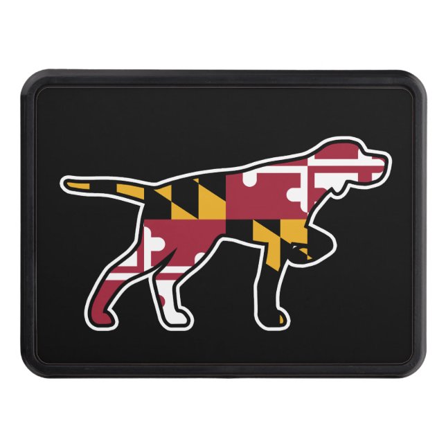 Pointer Dog Silhouette with Maryland Flag Hitch Cover (Front)