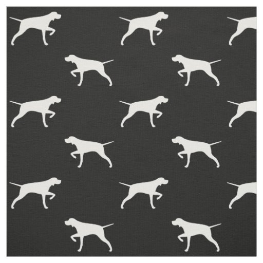 Pointer Dog Silhouettes Black and White Patterned Fabric