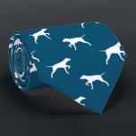 Pointer Dog Silhouettes Pattern Blue and White Neck Tie<br><div class="desc">This original Pointers pattern neck tie makes a great gift for dog dads! Available in a variety of colors, this cool tie makes a statement for Pointer lovers. An awesome gift for the guy who wears a tie for business, or for special events like holiday programs, AKC dog shows, and...</div>