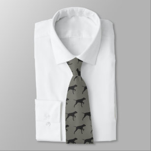 Pointer Dog Silhouettes Pattern Grey Tie