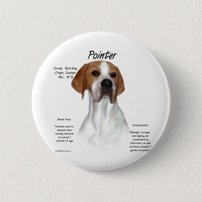 Pointer History Design Pinback Button (Front)