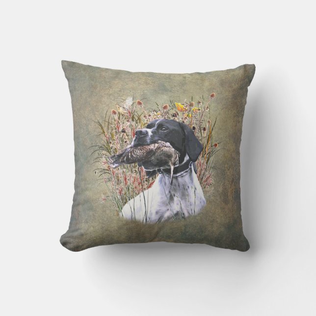 Pointer,  Hunting Woodcock    Throw Pillow (Front)