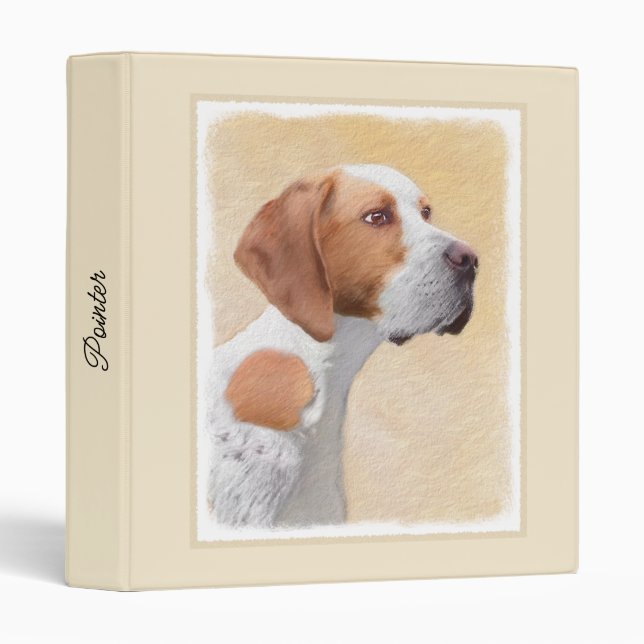 Pointer Painting - Cute Original Dog Art 3 Ring Bi Binder (Front/Spine)