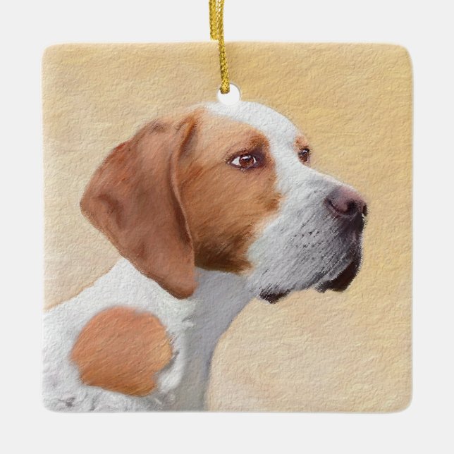 Pointer Painting - Cute Original Dog Art Ceramic Ornament (Front)