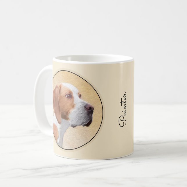 Pointer Painting - Cute Original Dog Art Coffee Mug (Front Left)