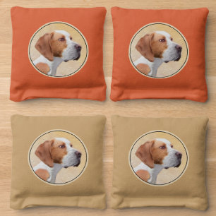 Pointer Painting - Cute Original Dog Art Cornhole Bags