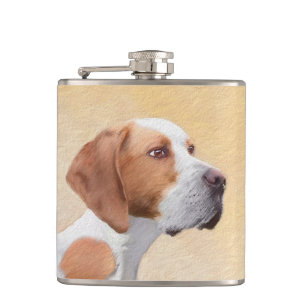 Pointer Painting - Cute Original Dog Art Flask