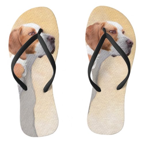 Pointer Painting _ Cute Original Dog Art Flip Flops