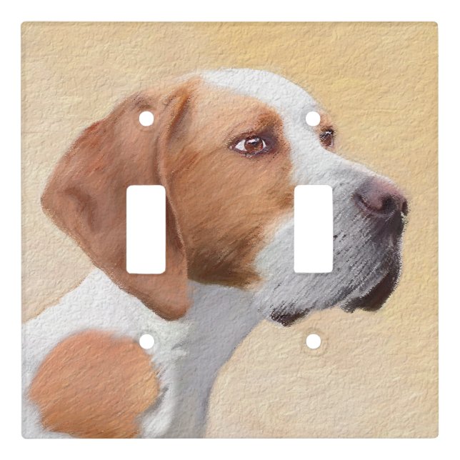 Pointer Painting - Cute Original Dog Art Light Switch Cover (Front)