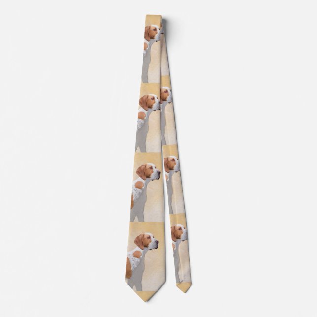 Pointer Painting - Cute Original Dog Art Neck Tie (Front)