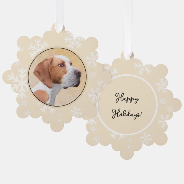 Pointer Painting - Cute Original Dog Art Ornament Card (Front/Back)