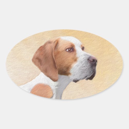 Pointer Painting _ Cute Original Dog Art Oval Sticker