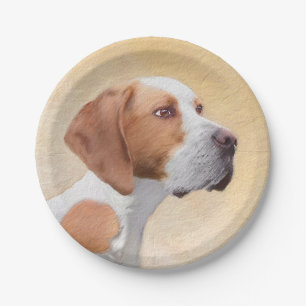 Pointer Painting - Cute Original Dog Art Paper Plates