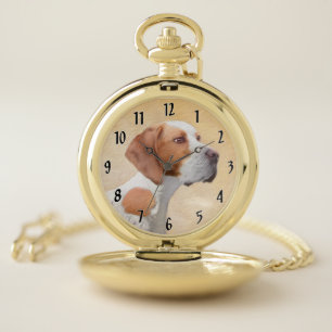 Pointer Painting - Cute Original Dog Art Pocket Watch